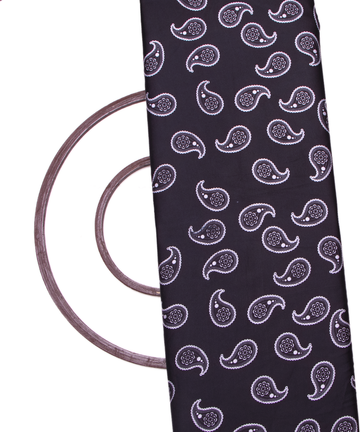 Black Colour Paisley Print Satin Fabric
